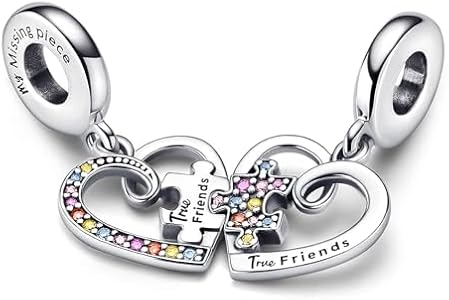 PANDORA Puzzle Piece Hearts Splittable Friendship Dangle Charm